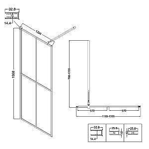Душевое ограждение Niagara Nova NG-686-12BLACK 120 прозрачное с рисунком/профиль черный матовый купить в интернет-магазине Sanbest
