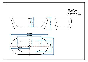 Ванна Black&White Swan 170х78 SB320 Grey серая купить в интернет-магазине Sanbest