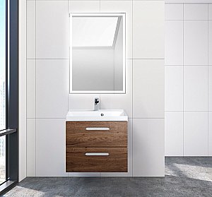 Тумба с раковиной BelBagno Aurora 60 Rovere Tabacco/ручка белая глянцевая для ванной в интернет-магазине Sanbest