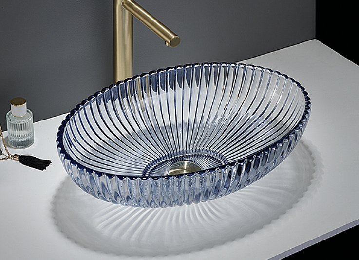 Раковина накладная CeramaLux GL 51 GL49-L1 голубая, прозрачная купить в интернет-магазине Sanbest