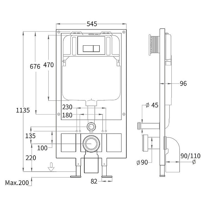 Унитаз с инсталляцией WeltWasser BAMBERG 545+SALZBACH 041 MT-GR+BAMBERG WT серый матовый/кнопка белая, безободковый, с крышкой микролифт, слив торнадо купить в интернет-магазине Sanbest