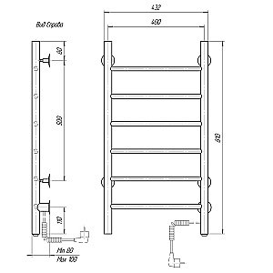 Полотенцесушитель электрический Domoterm Классик DMT 109-6 40x81 EK хром купить в интернет-магазине сантехники Sanbest