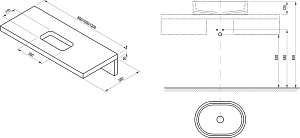 Столешница с раковиной Ravak L 120x55x5 дуб для ванной в интернет-магазине сантехники Sanbest