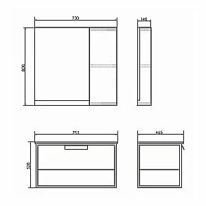 Зеркало со шкафом Comforty Бонн 00-00008473 75 графит/дуб дымчатый в ванную от интернет-магазине сантехники Sanbest