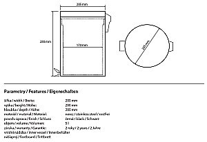 Мусорное ведро Bemeta Dark 5 л купить в интернет-магазине сантехники Sanbest