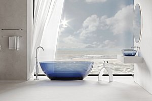 Раковина накладная прозрачная ABBER Kristall AT2805Saphir синяя купить в интернет-магазине Sanbest