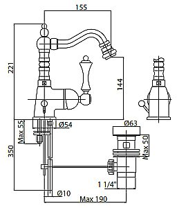 Смеситель для биде Cezares MARGOT-BSM2-03/24-M золото купить в интернет-магазине сантехники Sanbest