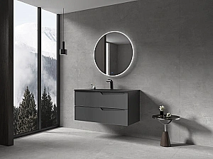 Тумба с раковиной Parly Rhea 80 подвесная серая для ванной в интернет-магазине Sanbest