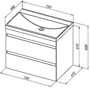 Тумба с раковиной Aquanet Нота New 334198 75 дуб светлый для ванной в интернет-магазине Sanbest