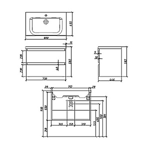 Тумба с раковиной Caprigo Forte 80 два ящика, айрон для ванной в интернет-магазине Sanbest