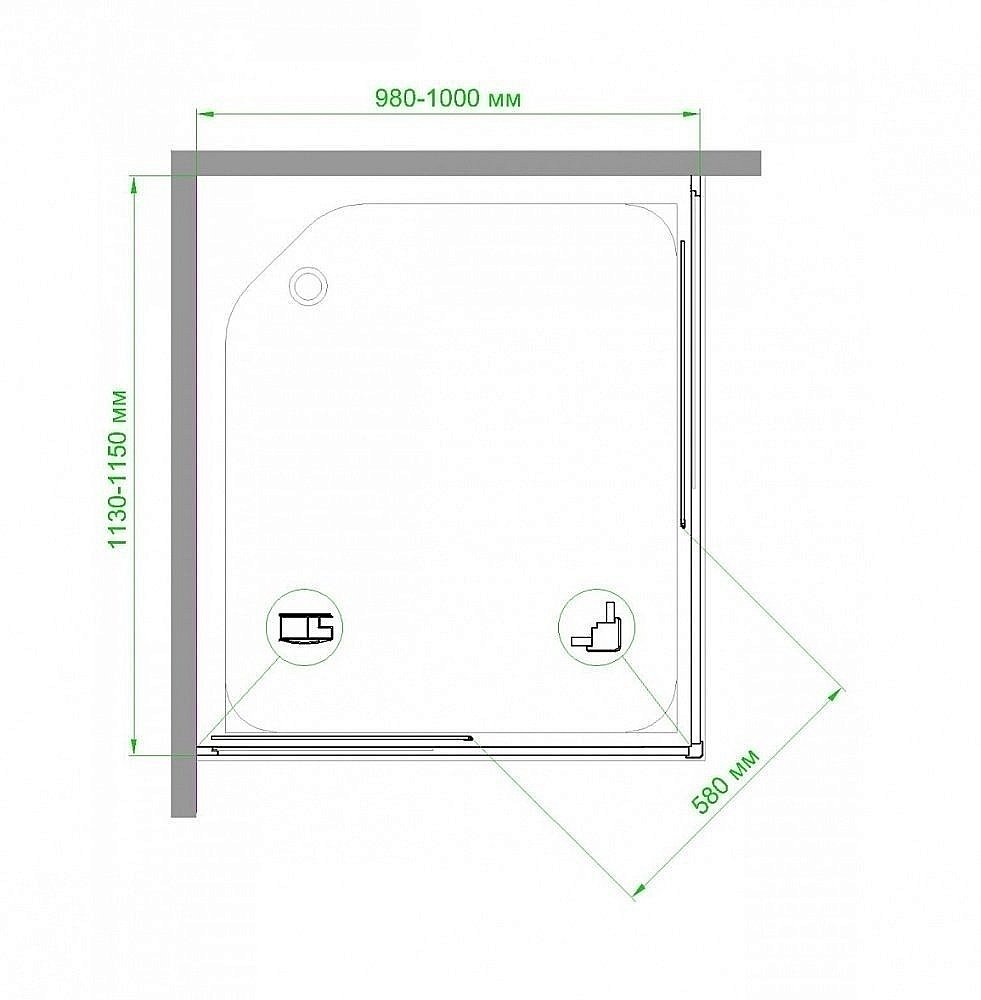 Душевой уголок Royal Bath RB11510HPD-T 100х115 прозрачный купить в интернет-магазине Sanbest