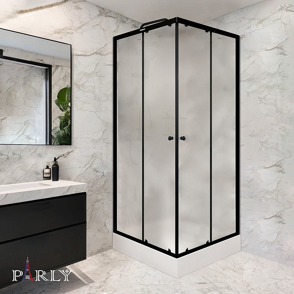 Душевой уголок Parly ZFQ911B 90x90 профиль черный/стекло прозрачное купить в интернет-магазине Sanbest