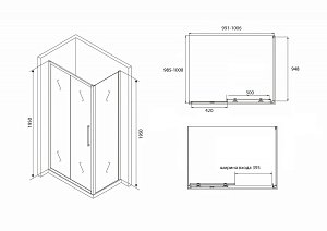 Душевой уголок ABBER Schwarzer Diamant AG30100BH-S100B купить в интернет-магазине Sanbest