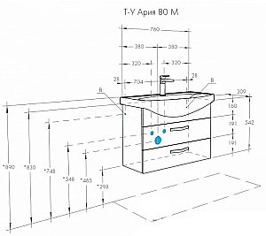 Тумба с раковиной Акватон Ария 80 М белая глянцевая для ванной в интернет-магазине Sanbest