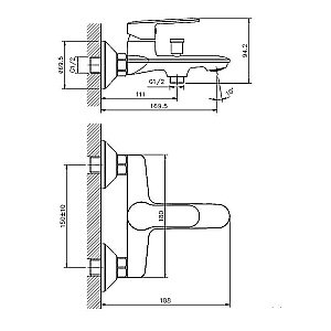 Смеситель для ванны Koller Pool Line LN0100 купить в интернет-магазине сантехники Sanbest