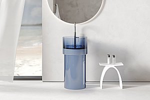 Раковина отдельностоящая прозрачная ABBER Kristall AT2701Saphir синяя купить в интернет-магазине Sanbest