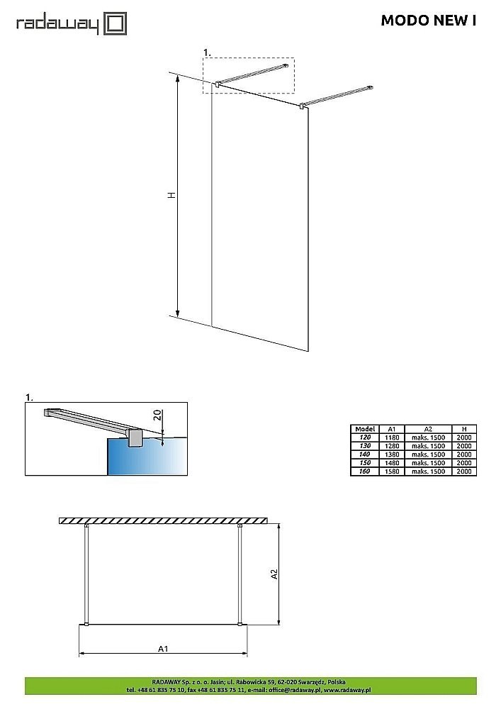 Душевое ограждение Radaway Modo New I 150 купить в интернет-магазине Sanbest