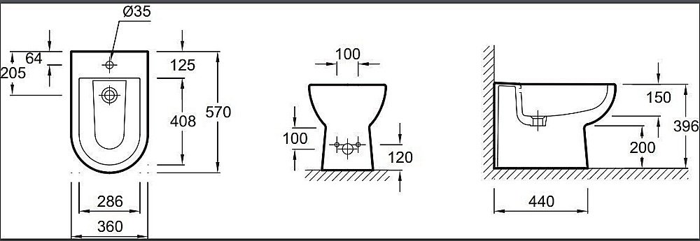 Биде напольное Jacob Delafon PANACHE E1372-00 купить в интернет-магазине Sanbest