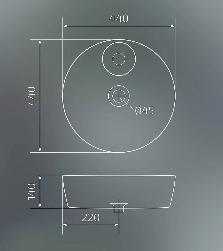 Раковина накладная Gid 44 D1306H012 53321 серый мрамор купить в интернет-магазине Sanbest