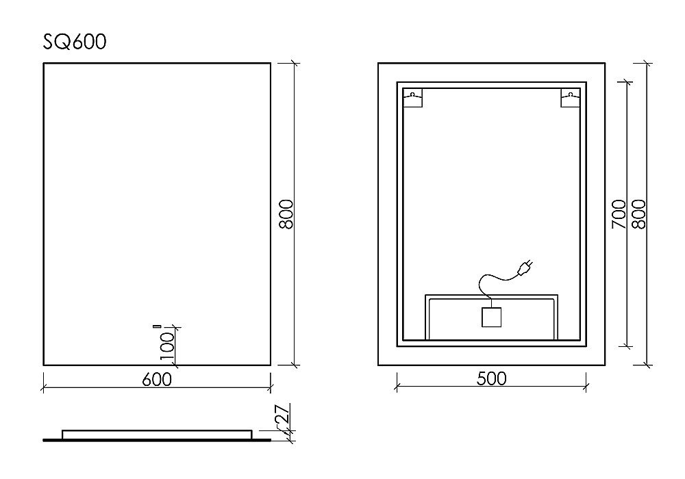 Зеркало с подсветкой Sancos Square 2.0 SQ2.600 60х80 в ванную от интернет-магазине сантехники Sanbest