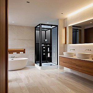 Душевая кабина Loranto Selak CS 126-3A R 90х100 стекло прозрачное/профиль черный купить в интернет-магазине Sanbest