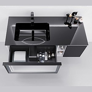 Мебель для ванной Orans BC-9015-1200L белая/черный, левая для ванной в интернет-магазине Sanbest