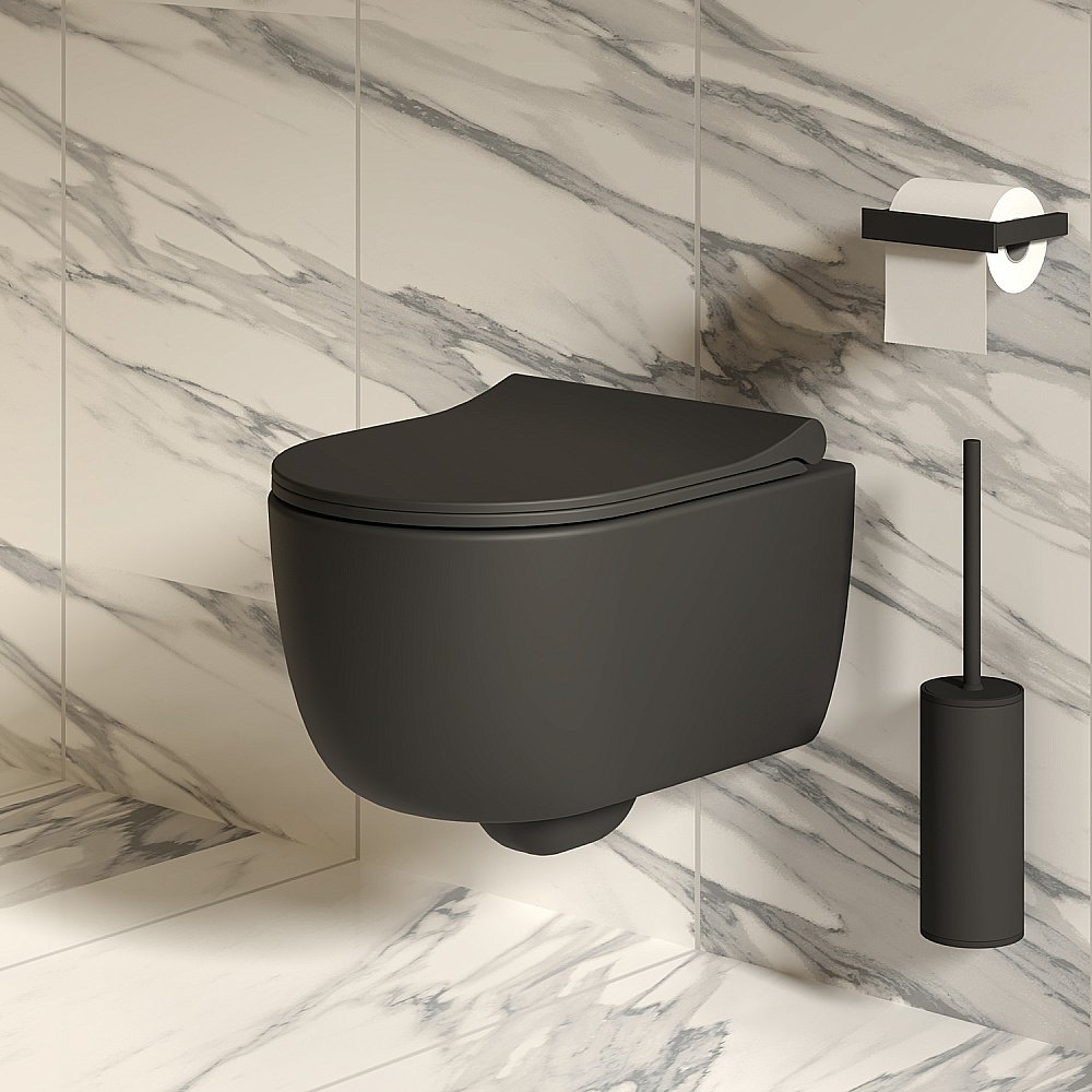 Унитаз подвесной Ambassador Abner 103T20201R безободковый, черный матовый купить в интернет-магазине Sanbest