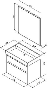 Тумба с раковиной Aquanet Nova Lite 75 с зеркалом, 2 дверцы дуб рошелье для ванной в интернет-магазине Sanbest