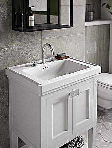 Тумба с раковиной на 3 отверстия Burlington Riviera RIVF580W-R для ванной в интернет-магазине Sanbest