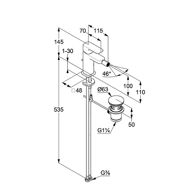 Смеситель для биде Kludi Renon 422160575 хром купить в интернет-магазине сантехники Sanbest