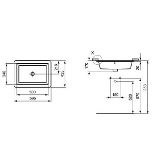 Раковина врезная Ideal Standard Strada K077901 купить в интернет-магазине Sanbest