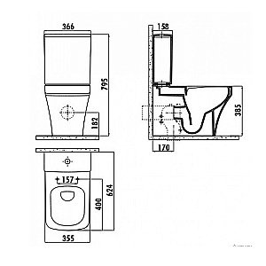 Унитаз напольный CREAVIT SOLO SO361-11 белый, безободковый, с бачком купить в интернет-магазине Sanbest