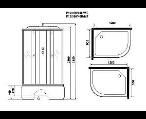 Душевая кабина Niagara "Promo" P120, асимметричный поддон, тропический душ купить в интернет-магазине Sanbest