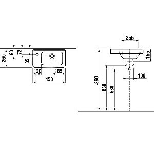 Раковина подвесная Jika CUBITO mini 45 см белая левая/правая купить в интернет-магазине Sanbest