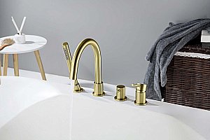 Смеситель на борт ванны Aquatek Европа AQ1348BG золото шлифованное купить в интернет-магазине сантехники Sanbest