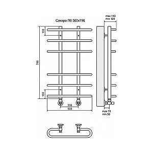 Полотенцесушитель водяной Terminus Сахара П6 500x796 купить в интернет-магазине сантехники Sanbest