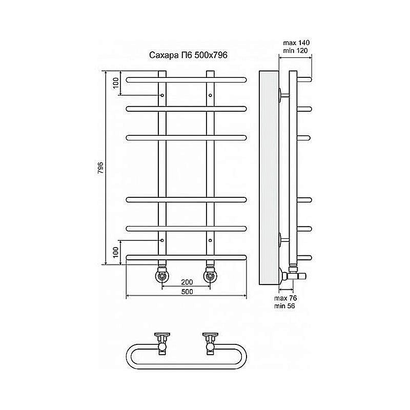 Полотенцесушитель водяной Terminus Сахара П6 500x796 купить в интернет-магазине сантехники Sanbest