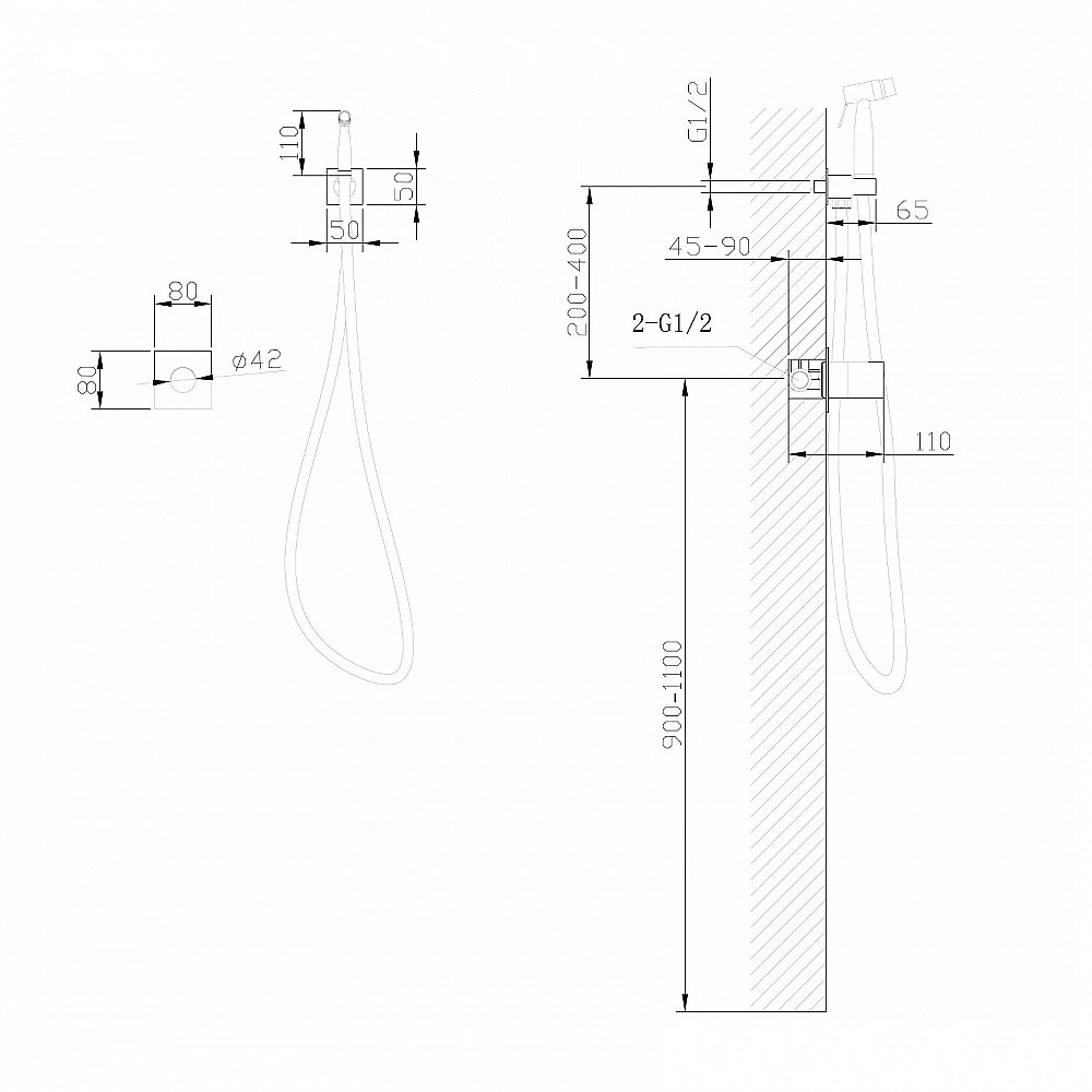 Гигиенический душ ABBER Rund AF8725SP сатин купить в интернет-магазине сантехники Sanbest
