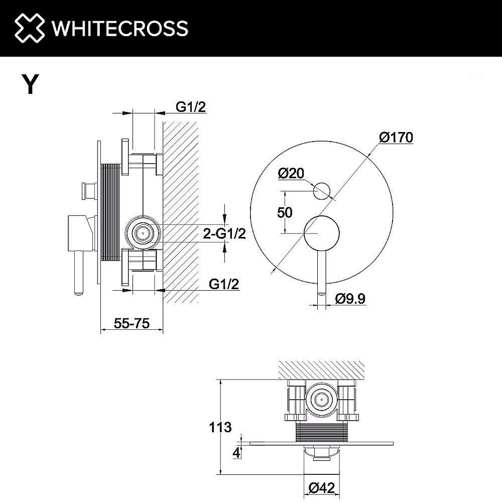 Смеситель для душа WhiteCross Y Y1235BL черный матовый купить в интернет-магазине сантехники Sanbest