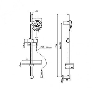 Душевой гарнитур PAINI Novara 50CR124/P18 хром купить в интернет-магазине сантехники Sanbest