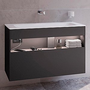 Тумба с раковиной KEUCO STAGELINE 32872970100 100 без отверстий под смеситель, вулканит матовый для ванной в интернет-магазине Sanbest