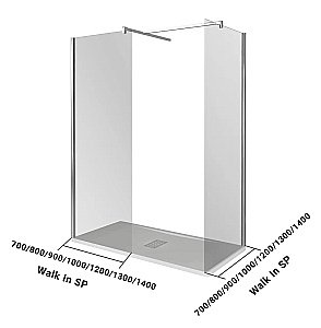Душевое ограждение Good Door WALK IN SP+SP 240х90 стекло прозрачное/профиль хром купить в интернет-магазине Sanbest
