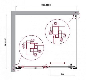 Душевой уголок BelBagno LUCE-AH-1 100х90 стекло прозрачное/профиль хром купить в интернет-магазине Sanbest