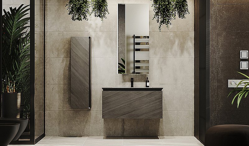 Тумба с раковиной Jorno Incline 100 бетон для ванной в интернет-магазине Sanbest
