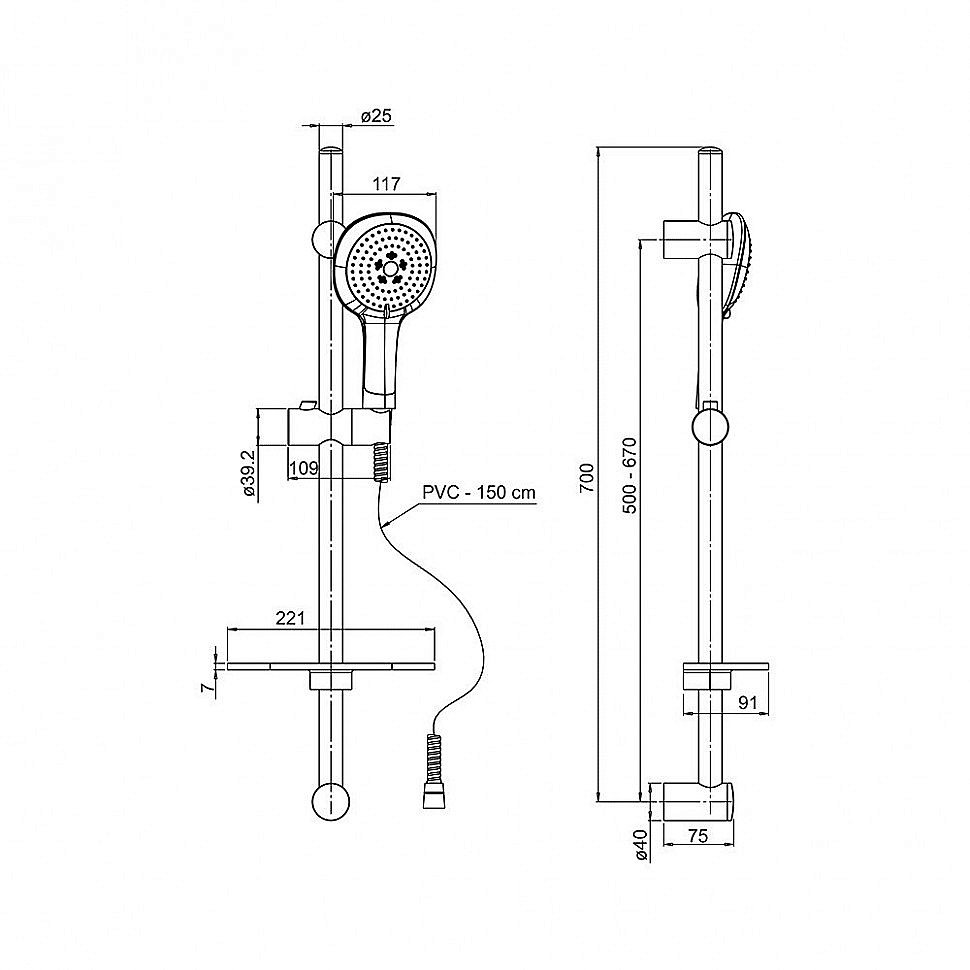 Душевой гарнитур PAINI Novara 50CR124/P18 хром купить в интернет-магазине сантехники Sanbest