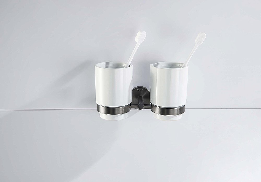 Стакан двойной Aquatek Бетта AQ4617BGM керамика/оружейная сталь купить в интернет-магазине сантехники Sanbest