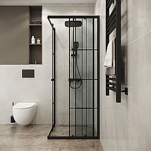 Душевой уголок Niagara Eco NG-1009-14QKL 90х90 профиль черный/стекло клетка купить в интернет-магазине Sanbest