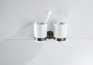 Стакан двойной Aquatek Бетта AQ4617BGM керамика/оружейная сталь купить в интернет-магазине сантехники Sanbest