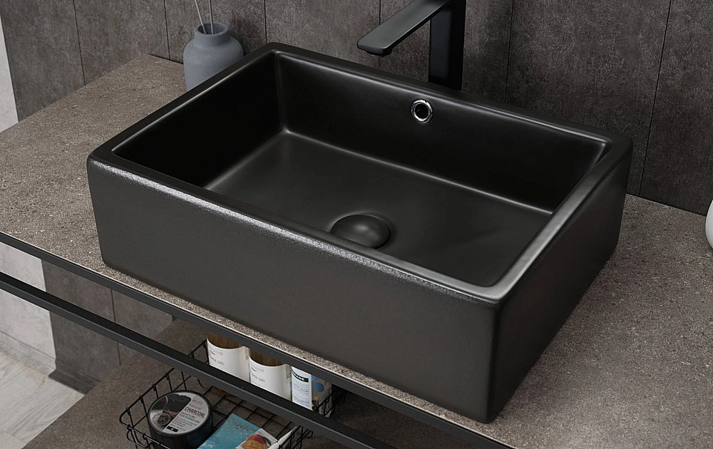 Раковина накладная Gid Geometrico 50 N9129bg 53381 черная графит купить в интернет-магазине Sanbest