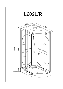 Душевая кабина Deto L602 R 98698 120x80 купить в интернет-магазине Sanbest